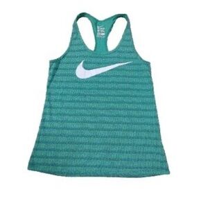 💚10 Nike Tee Athletic Cut Racer Back Tank Dri-Fit Womens Medium Nike Logo